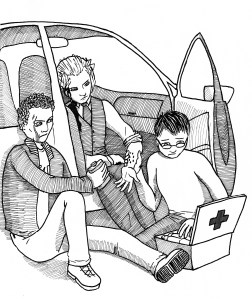 all I have to do is sit sideways in the passenger seat